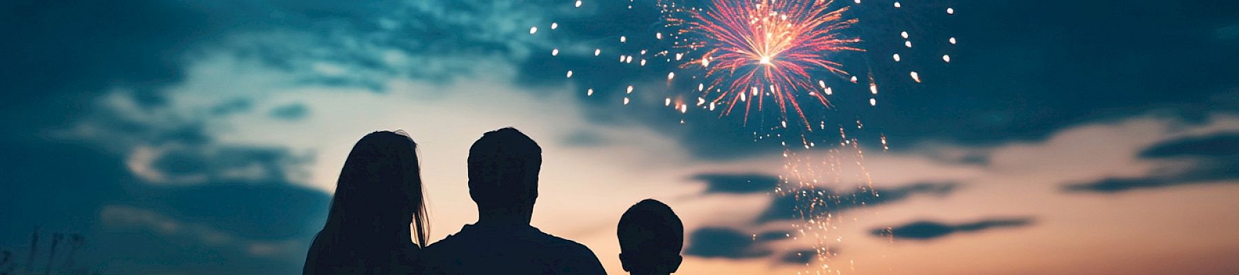 A family watching fireworks
