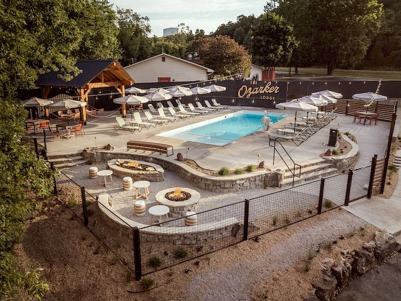 View of Ozarker pool from sky