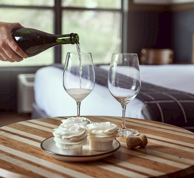 Room service wine and food