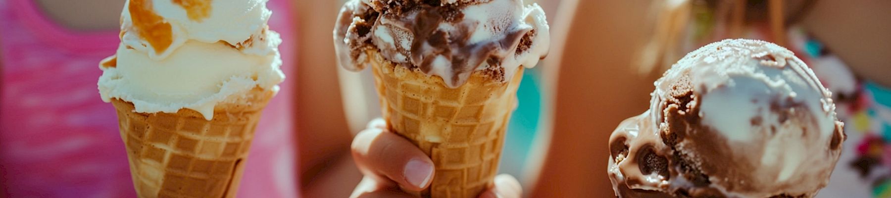 Three ice cream cones.