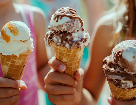Three ice cream cones.